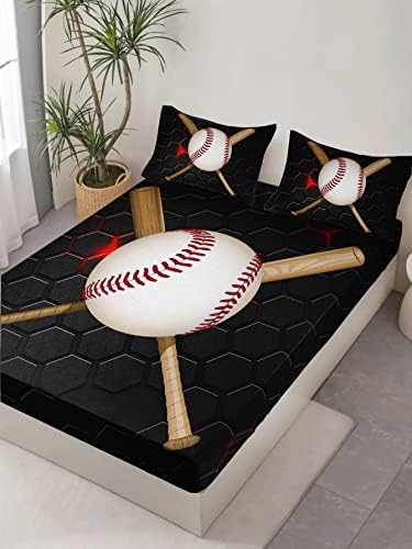 HOSIMA Honeycomb Baseball Twin Fitted Sheet,1 Fitted Sheet+2 Pillowcases. - Image 5