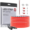BTF-LIGHTING UL Listed Red Color 5mm Width FCOB COB LED Strip Light by BTF-LIGHTING
