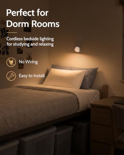 LED Wall Mounted Lights, Rechargeable Wall Sconces, 3 Color Temps, Remote & Touch, 360° Rotating and Dimmable for Bedroom, Bedside & Reading (White, 2 Pack) - Image 4