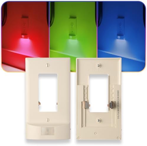 2 Pack - SnapPower Multi-Color GuideLight – Outlet Cover RGB Lights, Customizable Ambient Lighting/Mood Lighting for Home, Kitchen, Gaming Room, Kids Bedroom, Holiday Decor (Light Almond, GFCI) by SnapPower