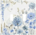 Decorative Light Switch Cover Plate Blue Floral Hydrangea Watercolor Wildflower 2 Gang Switch Plate Covers Double Toggle Wall Plate Dual Device Electrical Switchplate Dimmer Faceplate Bedroom by JOOJIAO