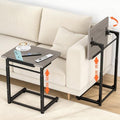Tv Tray Table Set of 2, 8-Level Adjustable Height Couch Side Table，90° Tilt Angle Adjustments C-Shaped End Table, with Phone & Tablet Slot Computer Desk for Sofa, Bed, Chair, Living Room（Lvory Gray） by Dataroad+Selead