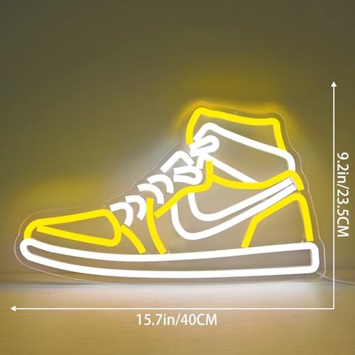 Sneaker Neon Sign Sports Shoe Neon Signs for Wall Dimmable LED Boys Neon Lights for Bedroom Man Cave Home Party Pub Neon Bar Sign Shoes Light up Signs Wall Decor (Yellow) - Image 2
