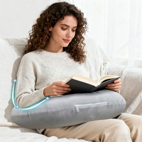 IFOYO Ergonomic Gaming Pillow for Lap, Grey U-Shaped Crochet Pillow for Lap Support, Soft Reading Pillows Provide Arms Legs Neck Support to Long Gaming Sessions, Crocheting, Reading, Working by IFOYO