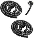 Spiral Cable Wrap with Clip,Dia.25mm Desk Cable Organizer Spiral for Wire Management,4.9Ft Flexible Wire Organizer with Wire Grip- Keep Office Cords Neat, Tangle-Free and Protected,Black 2 Packs by Fogun