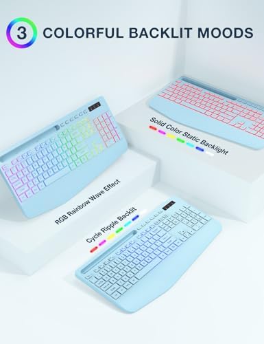 SABLUTE Wireless Keyboard and Mouse Combo, 9 Backlit Effects, RGB, 2.4GHz - Image 2