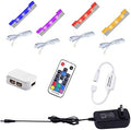 AIBOO LED Under Cabinet Night Lights Kit for Glass Edge Shelf Back Side Lighting Using Flexible Cable and Clip with RF Remote(4 Lights,RGB) by AIBOO