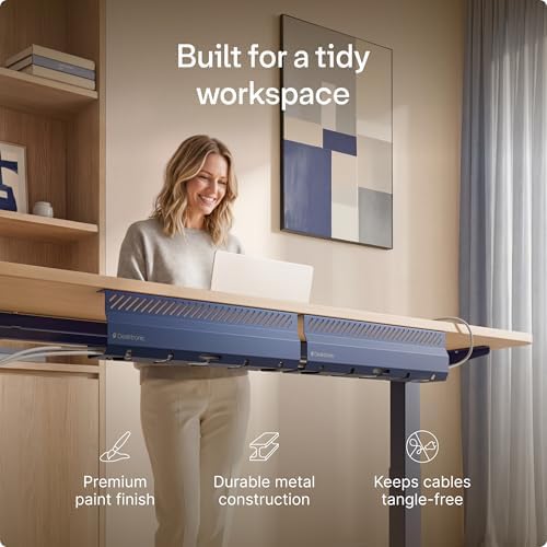 Desktronic Cable Duct Desk Blue Set of 2 - Stainless Steel Cable Management Desk Cable Duct with 5 Cable Cut-Outs - Easy to Install Cable Organiser - Cable Holder - Image 2