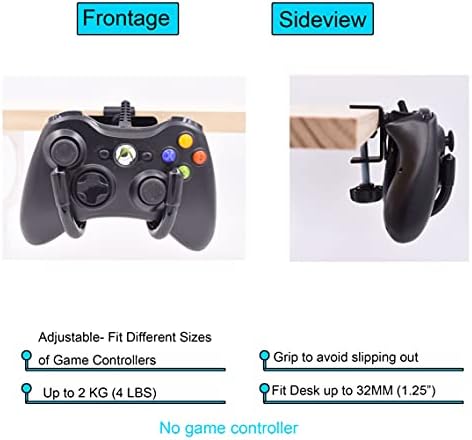 YYST Desk Mount Game Controller Holder Clamp On Hanger Holder Storage Rack for PS3/PS4/PS5/Xbox 360/Xbox One/S/X/Elite/Series S/Series X Controller, Pro Controller,etc-No Game Controller-Black - Image 4