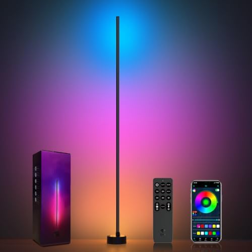 Miortior Corner Floor Lamp - Smart RGB LED Corner Lamp with App and Remote Control, 16 Million Colors & 68+ Scene, Music Sync, Timer Setting - Ideal for Living Rooms, Bedrooms, and Gaming Rooms by Miortior