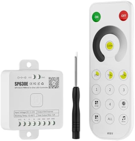 BTF-LIGHTING SP630E Bluetooth Controllers 4 Zones 2.4GHz RF RB1 Remote Kit by BTF-LIGHTING