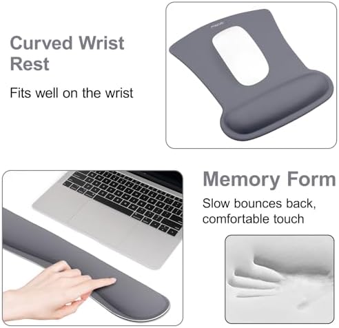 MOSISO Wrist Rest Support for Mouse Pad & Keyboard Set, Space Gray - Image 5