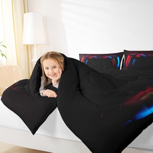 Gamer Comforter Set for Boys Girls Man Gaming Bedding Set,Black Gamepad Home Decor Player Video Game Duvet Insert Teens Kids 2 Pieces 1 Down Comforter with 1 Pieces Pillowcase(Twin Size,All Season) - Image 5