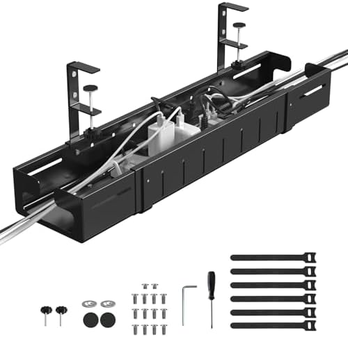 REALINN Under Desk Cable Management Tray Black by REALINN