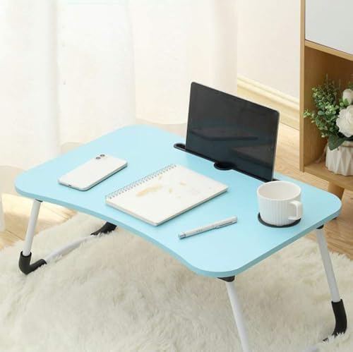 Lap Desk with Storage Drawer, Cup and Tablet Holder, Bed Tray Table, Foldable Laptop Desk, Laptop Stand for Working, Writing, Gaming and Drawing (23.6", Blue) - Image 6