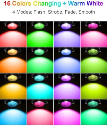 ZUCKEO LED Spot Lights Indoor RGBW Up Lights with Remote, 120V 10W Uplighting Indoor Spotlights Plug in, 4.92FT Code Accent Flood Light Christmas Color Changing Landscape Lighting with Switch (2Pack) - Image 3