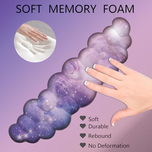 Cloud Wrist Rest Keyboard Galaxy Mouse Pad with Wrist Rest Ergonomic Space Wrist Pad Memory Foam Non-Slip Wrist Support for Computer Laptop Gaming Home Office Relief Typing Pain Gradient Pink Purple - Image 2
