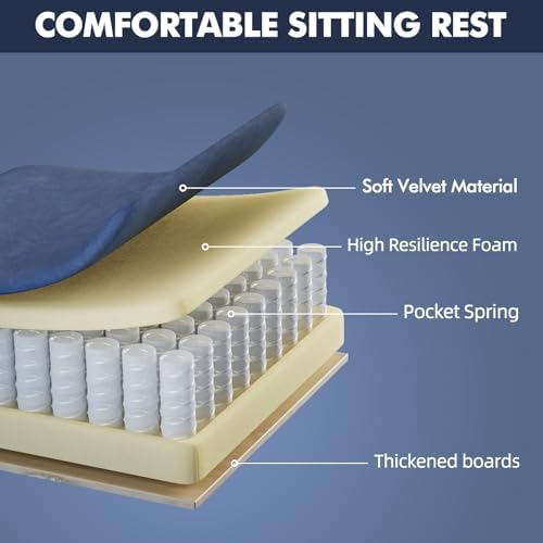 Ferghana Velvet Fabric Gaming Chair - 20.5″ Wider Seat Cushion, Fire Embroidery, Ergonomic High Back Game Chair with Footrest | Computer Chair with Massage Lumbar Support for Adult, Navy - Image 6