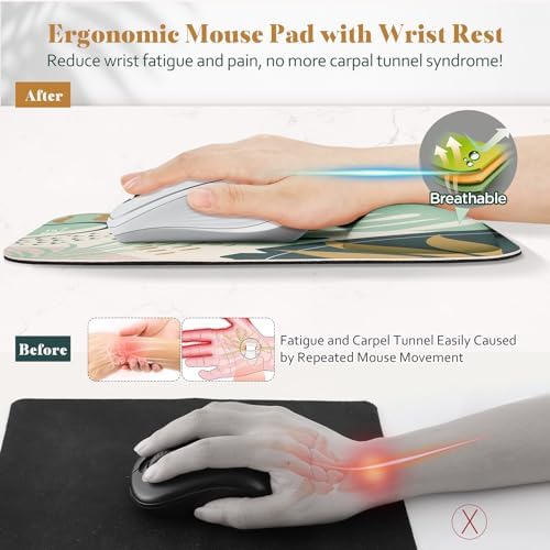 Gimars Large Smooth Superfine Fibre Memory Foam Ergonomic Mouse Pad Wrist Rest Support Mousepad with Nonslip Base for Laptop, Computer, Gaming & Office,Free Coaster Include-Morandi Blue - Image 3