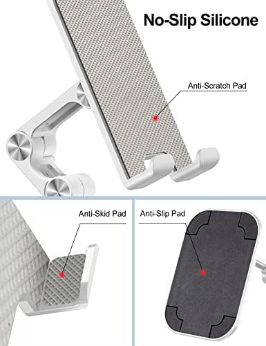 OCYCLONE Phone Stand, Adjustable Height and Angle Foldable Cell Phone Stand Holder for Desk, Taller iPhone Stand Compatible with 4.7"-13" Smartphones iPad Tablet, White - Image 3