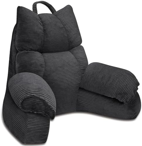 Reading Pillow for Bed with Arms, Back Support, Memory Foam（Grey Black） by Unknown