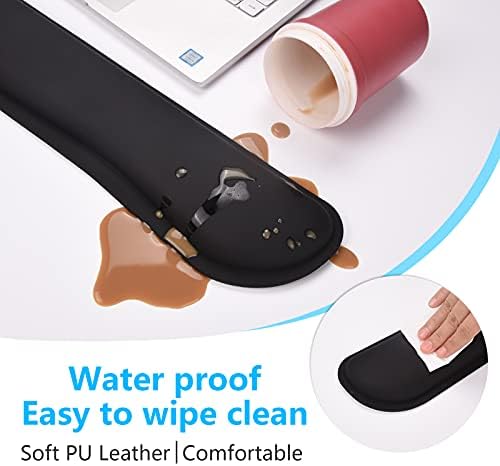 Dapesuom Keyboard Wrist Rest Set, Cute PU Leather Wrist Cushion for Computer Keyboard and Mousepad, Memory Foam Mouse Pad Rests Support with Non-Slip Base for Typing Pain Relief, Laptop, Black - Image 3