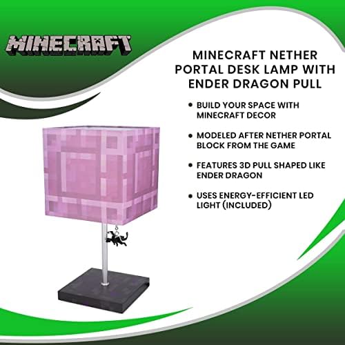 Minecraft Nether Portal Desk Lamp with Ender Dragon Pull | Nightstand Table Lamp with LED Mood Light for Bedroom, Desk, Living Room, Playroom | Home Decor Kids Room Essentials | Video Game Gifts - Image 7