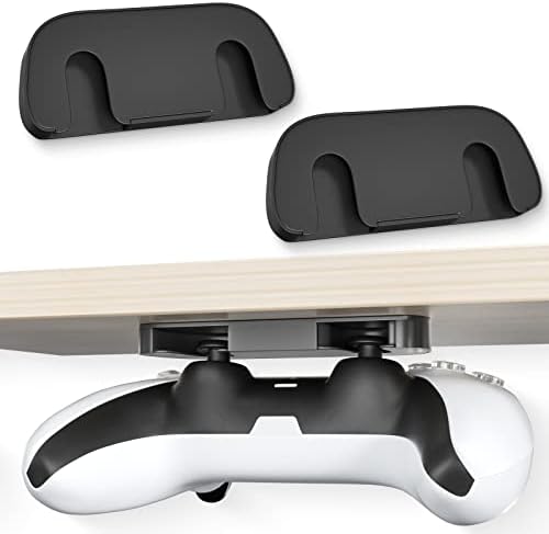 2 Pcs Controller Desk Mount Fit for PlayStation 5/PlayStation 4 Controller, PS5 Controller Holder Storage Rack, No Drilling Stick Under Desk Stand Hanger for PS4 Gaming Controllers by RUKUHOT