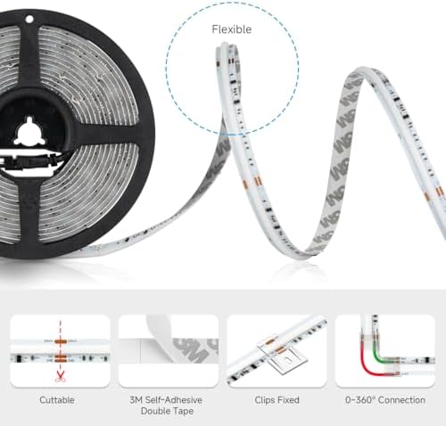 BTF-LIGHTING 9.8FT WS2811 Dual IC Chasing RGBCCT DC24V COB LED Strip Kit - Image 6
