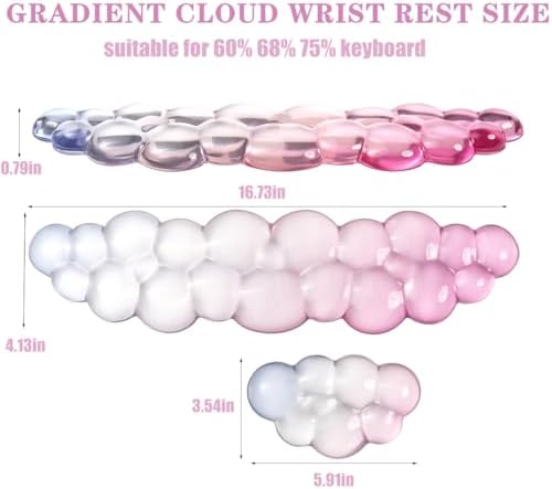 Gel Keyboard and Mouse Wrist Rest, Cloud Wrist Pad for Computer Keyboard | Wrist support for Keyboard 60%/68%/75%,Cloud Wrist Rest,Keyboard Cushion, Comfort & Support for Typing and Gaming - Image 3