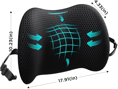 Lumbar Support Pillow for Office Chair, Memory Foam Car Back Cushion | Lumbar Pillow Lower Back with 4d Mesh Cover Adjustable Straps, Ergonomic Chair Back Pillow for Office, Car, Gaming Chairs - Image 6