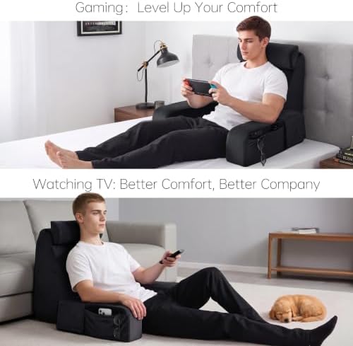 ENITYA 21" Reading Pillow for Bed with Firm Back Support & Big Pockets - Image 6
