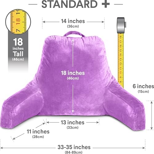 Husband Pillow Light Purple, Original Reading Pillow in Bed Rest Chair, Shredded Memory Foam Large Lounge Cushion Adult Backrest with Arms, Comfy Back Support for Sit Sitting Up, Wash/Removable Cover - Image 2