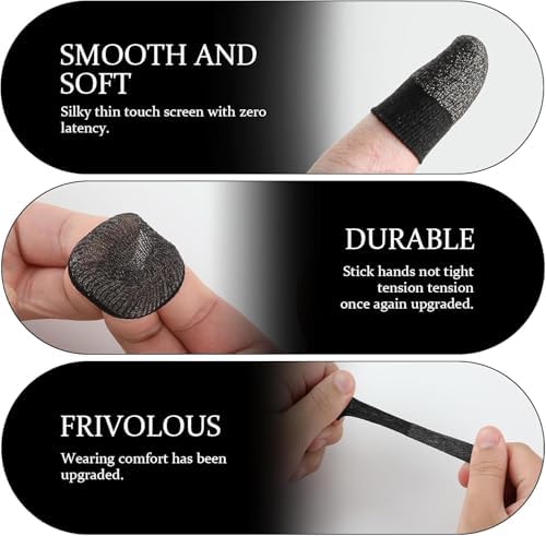 Finger Sleeves for Gaming,6 Pack Gaming Finger Sleeves,Black Thumb Sleeve for Mobile Gaming,Compatible with All Touchscreen Devices Smooth Feel Anti-Sweat Extremely Thin - Image 6