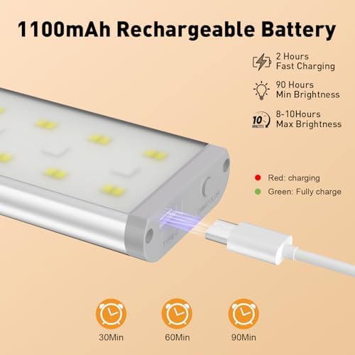 Under Cabinet Lighting,Rechargeable Motion Sensor Light Indoor Night Lights with Remote,58LED RGB under cabinet lights Bar,15Colors Wireless Under Counter Light Closet Lights for Kitchen,5pack - Image 6