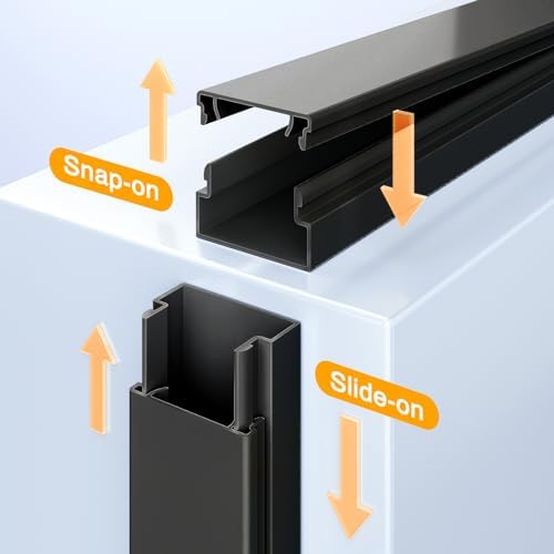Cable Hider, 157in Delamu Cord Hider Wall for Wall Mounted TV, Wire Hider Kit, Paintable Cable Concealer Raceway Management for Home & Office, 10XL15.7 W0.95 H0.55in, Black - Image 3