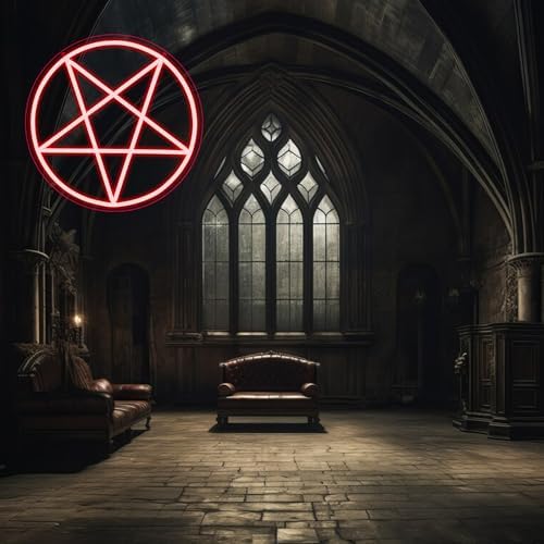 Allball Satanic Pentagram Neon Sign, Halloween Neon Light LED Gothic Pentagram Sign USB Powered Dimmable, for Halloween Party Game Room Home Bedroom Dorm College(13 * 13 In) - Image 4