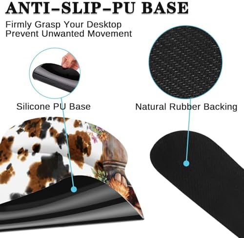 Arttown Keyboard Mouse Pad Set, 4 in 1 Desk Mat Set Highland Cow - Image 5