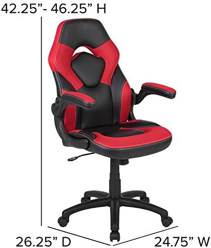 Flash Furniture X10 Gaming Chair Racing Office Ergonomic Computer PC Adjustable Swivel Chair with Flip-up Arms, Red/Black LeatherSoft | Ergonomic, Flip-up Arms, Height Adjustable, Racing Style - Image 3