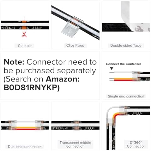 BTF-LIGHTING 32.8FT WS2811 Smart IC RGB DC12V FCOB COB LED Strip Light - Image 6