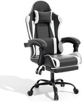 Magshion Video Gaming Computer Chair with Footrest, White | Ergonomic, Lumbar Support, Adjustable Height, Racing Style, High Back Recliner, Comfy Leather, Swivel Seat, for Home Office by Magshion
