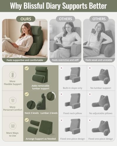 Blissful Diary Reading Pillow with Adjustable Neck & Lumbar Support, 19" - Image 5