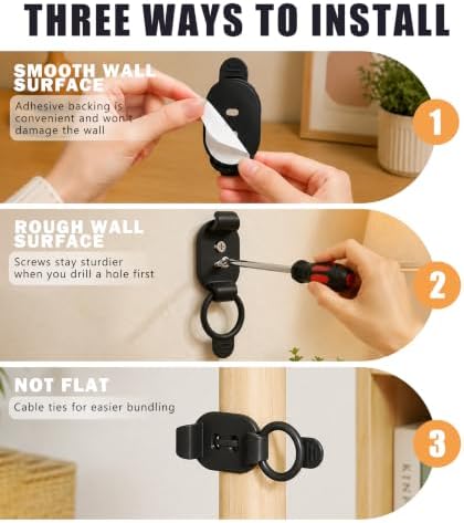20 Pack Cable Management Clips, Adhesive Cord Holder Organizer - Image 4