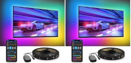 Govee TV LED Backlight,RGBIC Smart LED Strip Lights for 70-80 inch TVs, Bluetooth and Wi-Fi Control, Compatible with Alexa & Google Assistant, Music Sync, 99+ Scene Modes, Adapter (Pack of 2) by Unknown