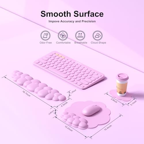 MOKURU Cloud Mouse Pad with Wrist Rest, Cloud Keyboard Wrist Rest, Mouse Pad Wrist Support, Ergonomic Keyboard Mouse Wrist Support (Pink) - Image 6