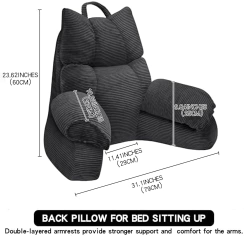 RRPAHWTV Reading Pillow for Bed with Arms, Back Support, Memory Foam - Image 2