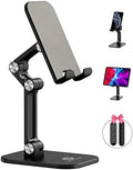 OCYCLONE Cell Phone Stand + 2 PCS Cable Organizer, Angle Height Adjustable iPhone Stand for Desk, Foldable Cell Phone Holder Tablet Stand Compatible with 4.7"-13" Phone Tablet by OCYCLONE