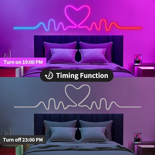 LED Neon Rope Light, 9.84FT RGB LED Strip Light APP Control, Button Control, 5V Music Sync Color Changing Rope Light, IP65 Waterproof LED Light for Bedroom Gaming, Halloween Party Decor - Image 6