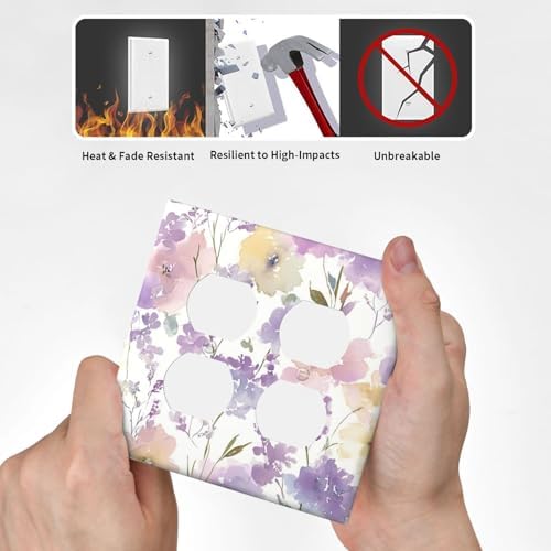 Decorative Switch Plate Covers Purple Floral Watercolor Wildflower 2-Gang Duplex Light Switch Covers Gfci Wall Plate Electrical Receptacle Switchplate Plug Faceplate for Bedroom Decor - Image 6