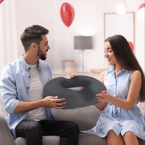 BlissTrends Donut Pillow Seat Cushion, Memory Foam Lifting Cushions | Donut Chair Cushions for Postpartum Pregnancy&Hemorrhoids,Tailbone Pain Relief Cushion for Office&Home Chairs(X-Large/Gray) - Image 7